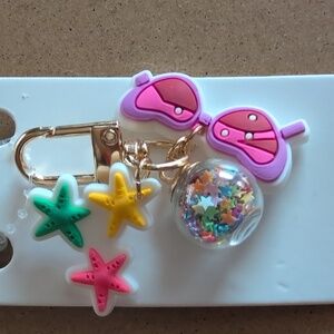 Pink Sunglasses Zipper Pull Charm with Star Globe